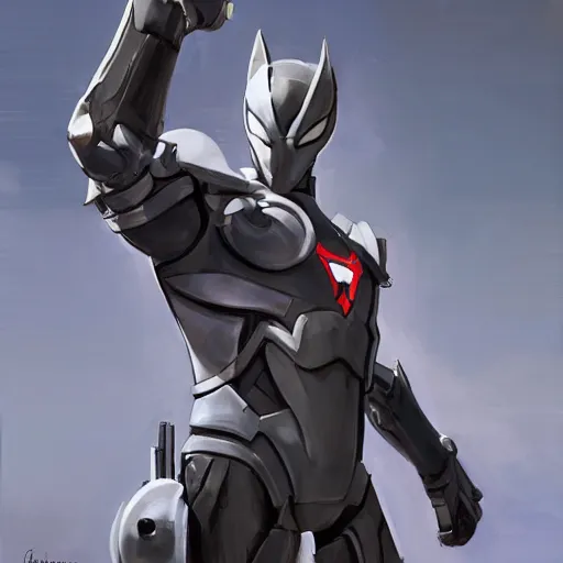 Image similar to greg manchess portrait painting of armored spiderman ultraman grey fox from metal gear cyborg gay japanese - american hybrid as overwatch character, medium shot, asymmetrical, profile picture, organic painting, sunny day, matte painting, bold shapes, hard edges, street art, trending on artstation, by huang guangjian and ail elvgren and sachin teng