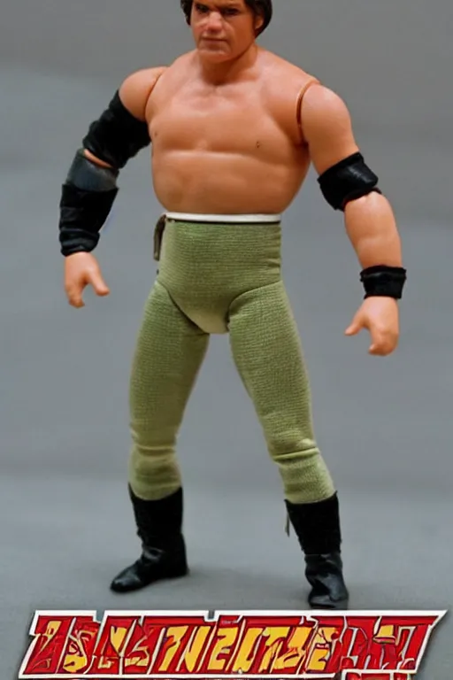 Image similar to володимир зеленськии as a 1 9 8 0 s wrestling action figure, 🇺🇦,