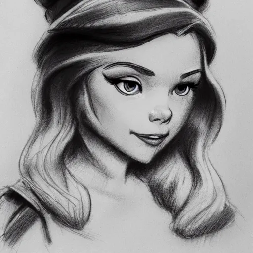 Image similar to milt kahl pencil sketch of chloe grace moretz as disney snow white