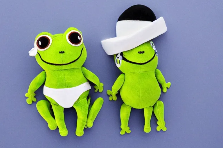 Image similar to frog plushie wearing a sailor suit