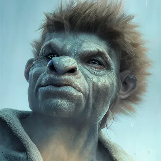 Image similar to photo realistic image of troll, stunning 3 d render inspired art by istvan sandorfi and greg rutkowski, perfect facial symmetry, realistic, highly detailed attributes and atmosphere, dim volumetric cinematic lighting,