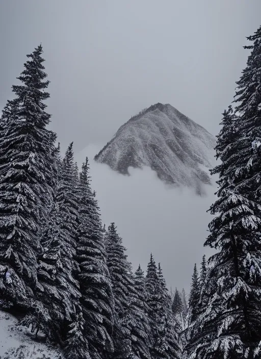 Image similar to mountain in fog snowy peak