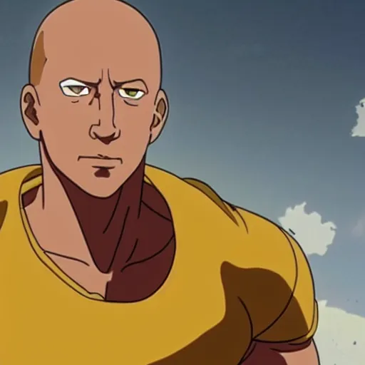 Image similar to vin diesel as saitama throwing a car into space