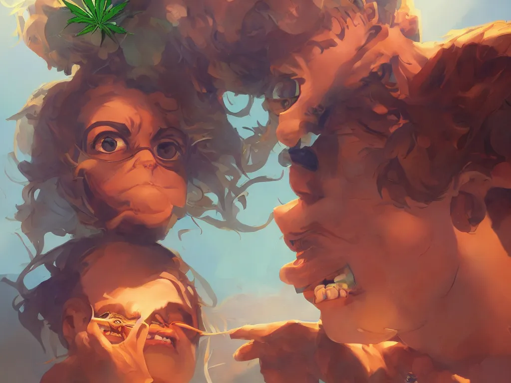 Image similar to cannabis marijuana kid face!, behance hd by jesper ejsing, by rhads, makoto shinka, lois van baarle, ilya kuvshinov, rossdraws global illumination