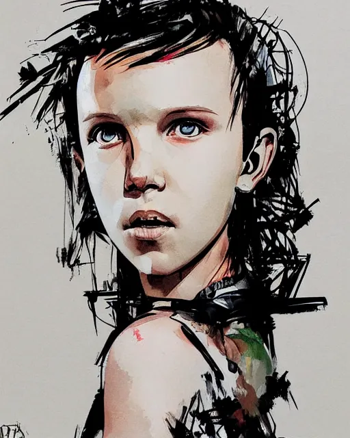 Image similar to epic portrait of millie bobby brown by yoji shinkawa