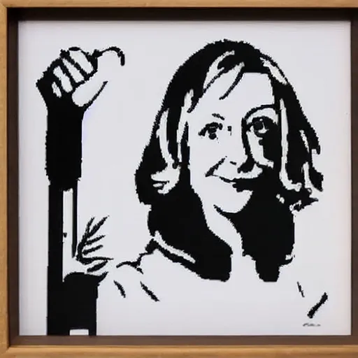 Image similar to individual furry liz truss silk screen portrait banksy style