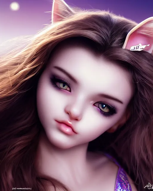 Image similar to a kitten on a rocket, photo, ultra detail, photoreal, professionally retouched, soft moonlight lighting, shiny plastic bikini, realistic, smooth face, goddess, luscious lips, perfect eyes, wide angle, sharp focus on eyes, 8 k high definition, insanely detailed, intricate, elegant, art by artgerm and wlop