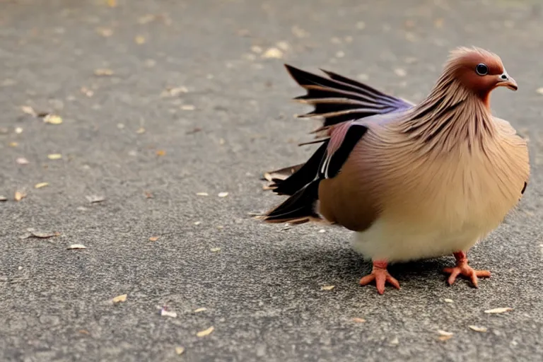 Image similar to real life pidgey pokemon, cute!!!, adorable!!!, playful!!!, happy!!!, cheeky!!!, mischievous!!!, ultra realistic!!!, autumn, clear weather, golden hour, sharp focus