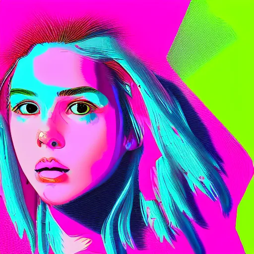 Prompt: vaporwave 9 0 s style face portrait of nata lee ( @ natalee 0 0 7 ), digital art