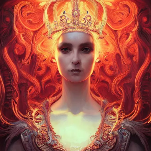 Prompt: portrait of a powerful queen in the style of charlie bowater and in the style of wayne barlowe. glowing, ornate and intricate, stunning, dynamic lighting, intricate and detailed.