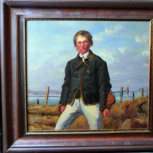 Image similar to portrait of Yankees, New England painting style