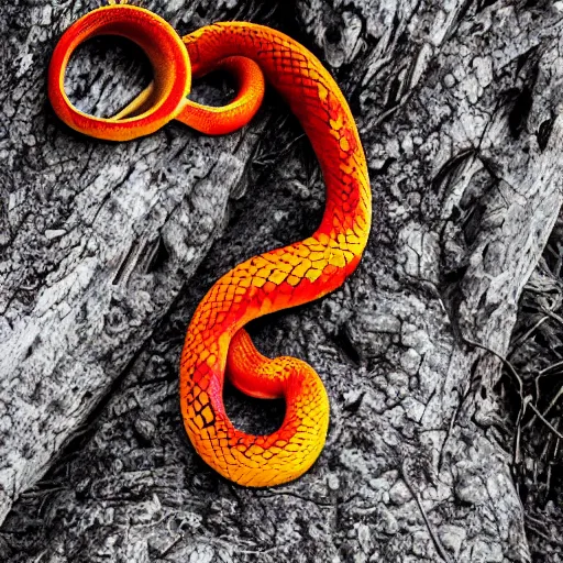 Prompt: fiery snake eating its tail