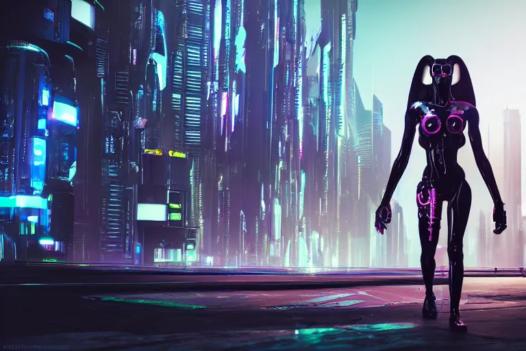 Image similar to cyberpunk alien concept inspired street, futuristic look, highly detailed body, very powerful, photorealistic camera shot, bright studio setting, studio lighting, crisp quality and light reflections, unreal engine 5 quality render