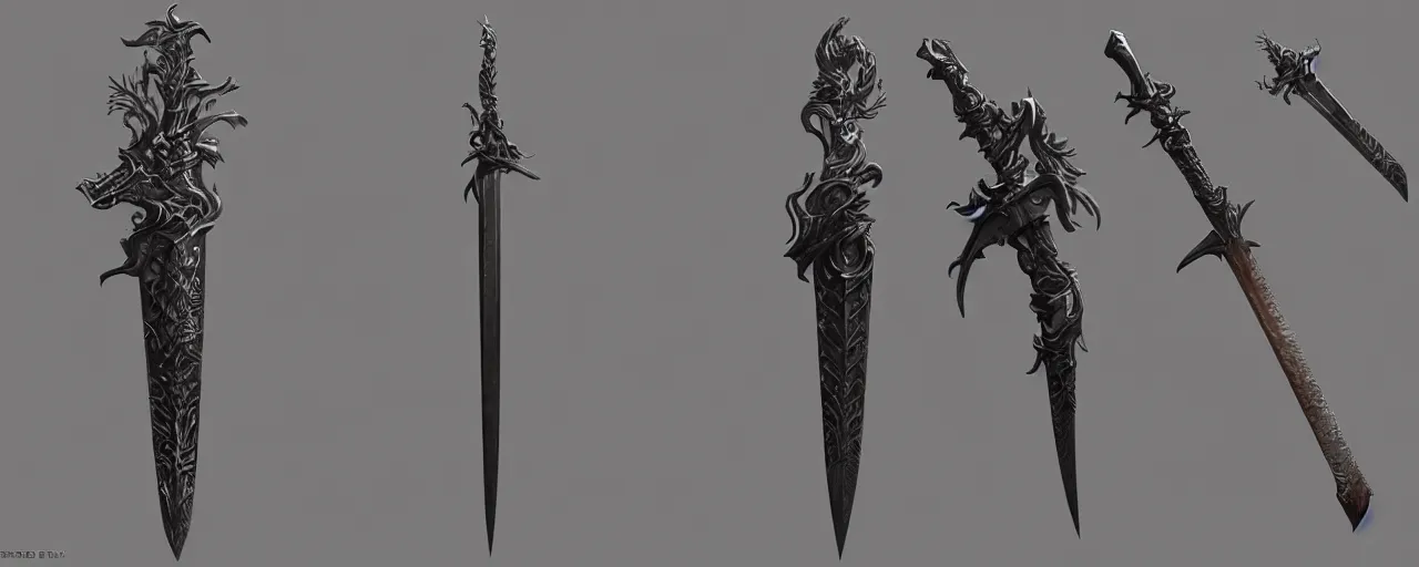 Image similar to sword design, shortsword, substance designer, weapon design, trending on artstation, art by gerald brom, greg rutkowski and artgerm and james jean and zdzisław beksinski, 8 k, unreal engine, c 4 d