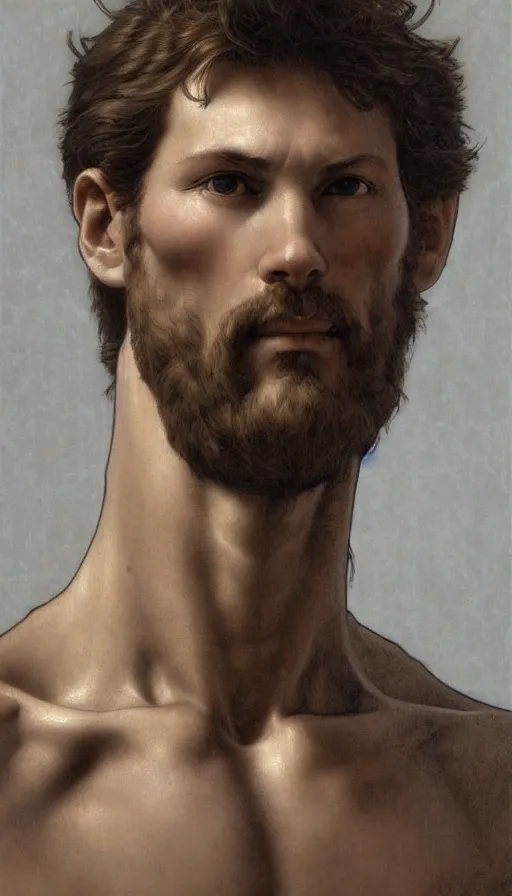 Image similar to Michelangelo\'s David, highly detailed, digital painting, artstation, concept art, smooth, sharp focus, illustration, ArtStation, art by artgerm and greg rutkowski and alphonse mucha and J. C. Leyendecker and Edmund Blair Leighton and Katsuhiro Otomo and Geof Darrow and Phil hale and Ashley wood and Ilya repin and Charlie Bowater