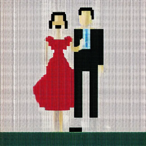 Image similar to young adult couple, 1 6 bit pixel art