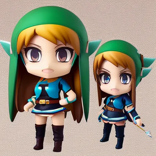 Image similar to high quality portrait flat matte painting of cute girl in the style of nendoroid and Toon Zelda , flat anime style, thick painting, medium close-up