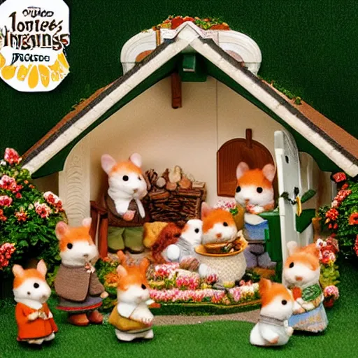 Image similar to lord of the rings calico critters in the shire