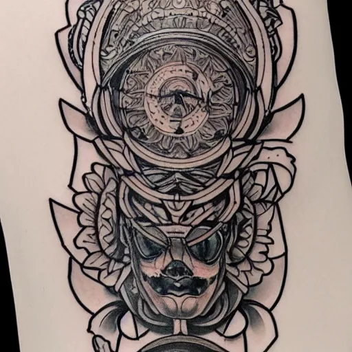 Prompt: Masterpiece neural network tattoo design, line art, intricate, extremely detailed
