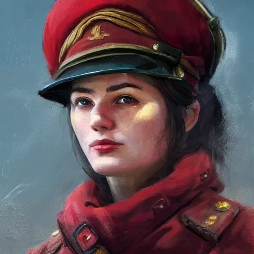 Image similar to portrait young soviet revolutionary leader nadezhda konstantinovna krupskaya, colourised, face portrait, epic, tragic, military art, fantasy, dieselpunk, hd shot, digital portrait, beautiful, artstation, comic style, by artgerm, guy denning, jakub rozalski, magali villeneuve and charlie bowater