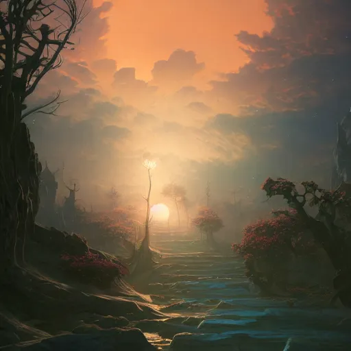 Image similar to highly detailed painting of the moon, unreal engine, fantasy art by greg rutkowski, loish, rhads, ferdinand knab, makoto shinkai and lois van baarle, ilya kuvshinov, rossdraws, tom bagshaw, alphonse mucha, global illumination, radiant light, detailed and intricate environment