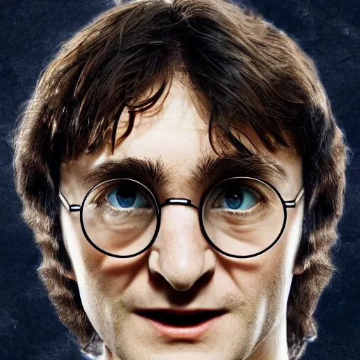 Prompt: A portrait of Harry Potter mixed with John Lennon, highly detailed, 8k