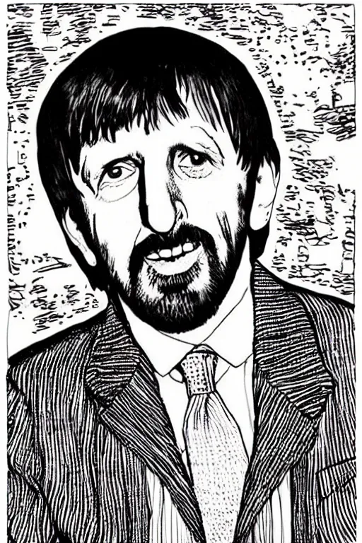 Image similar to “portrait of ringo Starr, by Robert crumb, colourful”