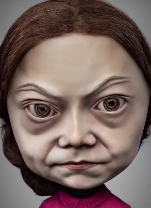 Image similar to greta thunberg as a mark ryden doll, detailed digital art, trending on Artstation