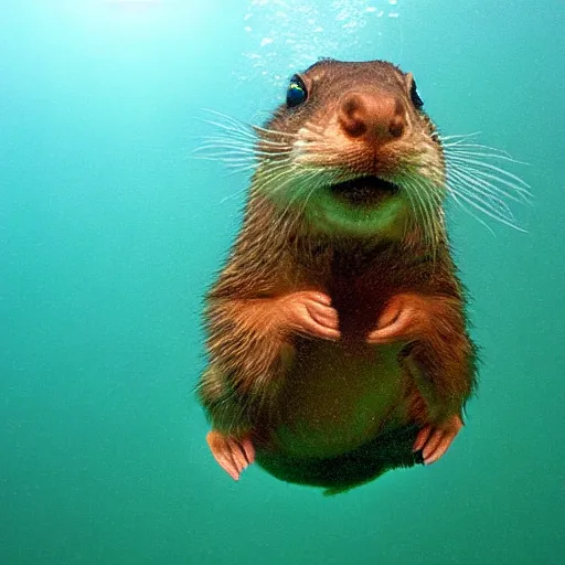 Image similar to a gopher diving underwater