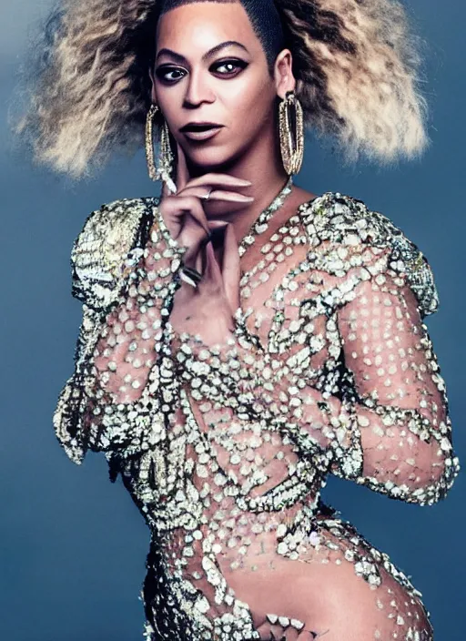 Image similar to beyonce styled by nick knight posing in an expensive mansion setting, vogue magazine, highly realistic. high resolution. highly detailed. dramatic. 8 k. 4 k.