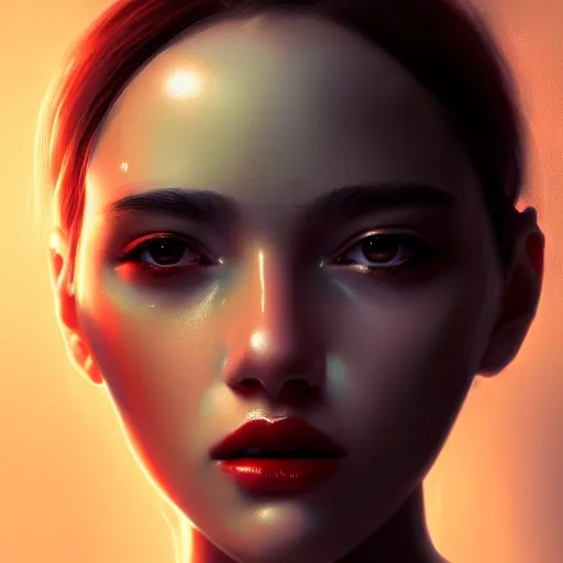 Image similar to portrait of beautiful girl with robot body, close up, portrait, cinematic, elegant, artstation, intricate, highly detailed, digital painting, artstation, concept art, sharp focus, illustration, cyberpunk, cgsociety, 8 k