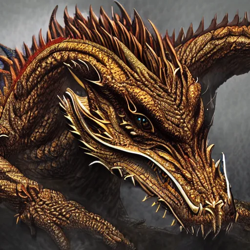 Prompt: extremely detailed photorealistic portrait of an intricate fat digital robot dragon