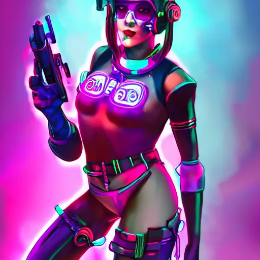 Image similar to 1 9 2 0 cyberpunk pinup girls, neon colors, 8 k, hd, apex legends, fornite, gta