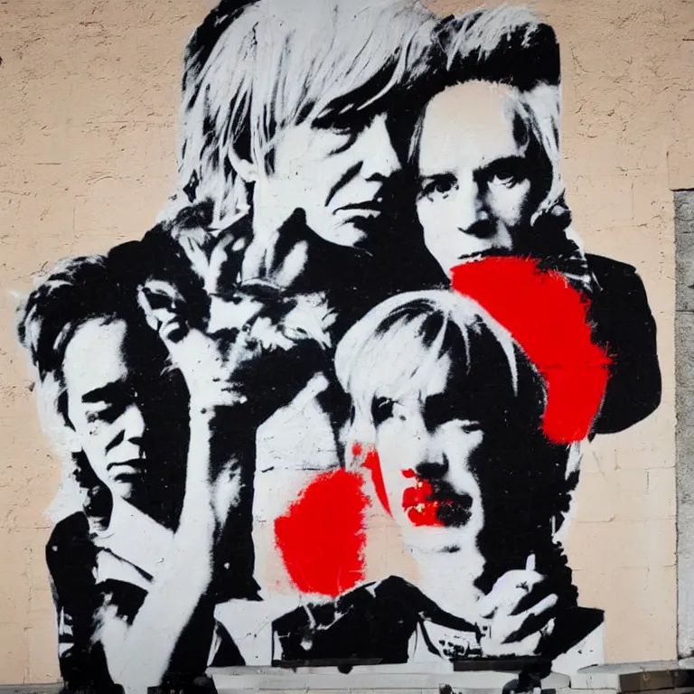 Image similar to Street-art portrait of Andy Warhol in style of Banksy