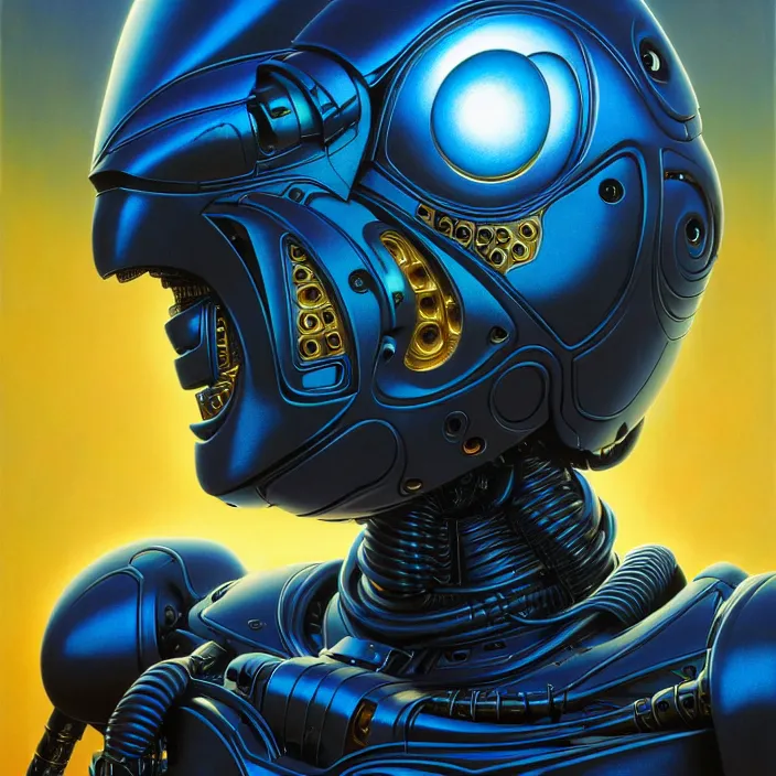 Prompt: cinematic bust portrait of shiny psychedelic robot from left, head and chest only, exotic alien features, robotic enhancements, desaturated, Tim Hildebrandt, Wayne Barlowe, Bruce Pennington, donato giancola, larry elmore, oil on canvas, masterpiece, trending on artstation, featured on pixiv, cinematic composition, dramatic pose, beautiful lighting, sharp, details, hyper-detailed, HD, HDR, 4K, 8K
