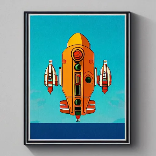 Image similar to futurama spaceship in a modern style of art deco painting