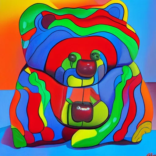 Image similar to a gummy bear painting in the style of salvador dali