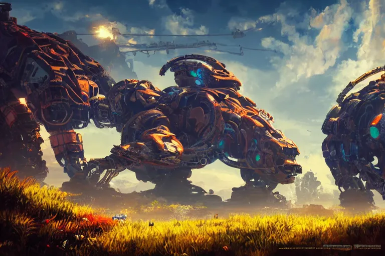 Image similar to shellsnapper machine mecanical creature robot of horizon forbidden west horizon zero dawn radiating a glowing aura global illumination ray tracing hdr fanart arstation by ian pesty and alena aenami artworks in 4 k