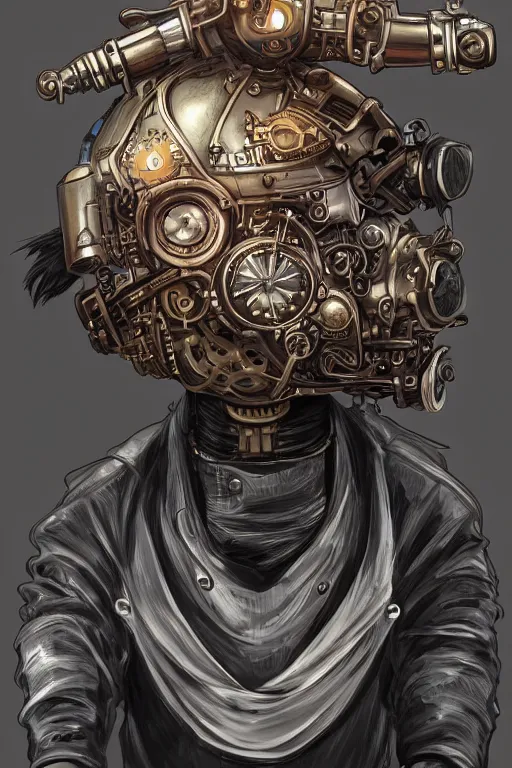 Image similar to steampunk helmet fantasy art mask robot ninja stylized digital illustration sharp focus, elegant intricate digital painting artstation concept art global illumination ray tracing advanced technology chaykin howard and campionpascale and cooke darwyn and davis jack