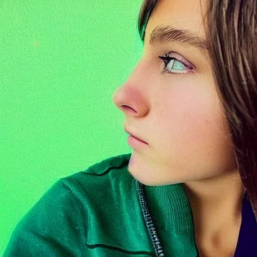 Prompt: a profile picture of a brunette teen boys instagram account about stable diffusion featuring a green color palette