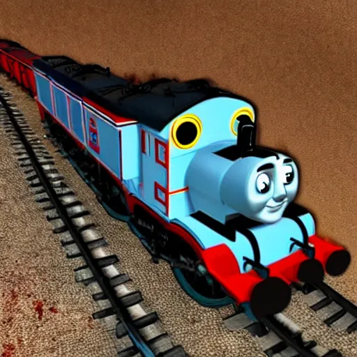 Image similar to thomas the tank engine retrofited for zombie apocolypse