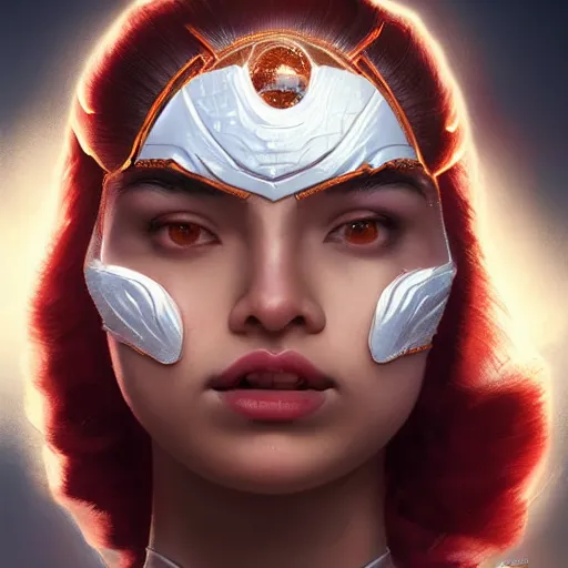 Image similar to head and shoulders portrait of modern darna, woman turned into a hard boiled egg, intricate, elegant, dark vibes, highly detailed, digital painting, artstation, glamor pose, concept art, smooth, sharp focus, illustration, art by wlop, mars ravelo and greg rutkowski