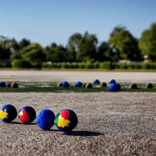 Image similar to a professional photograph of crocodiles playing petanque, wide angle, 4 k