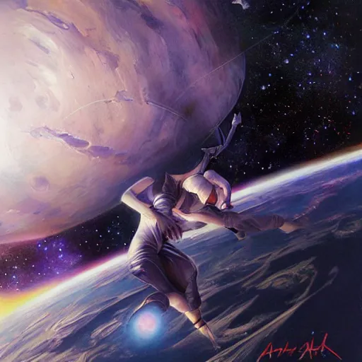 Prompt: Liminal space in outer space by Stanley Artgerm Lau