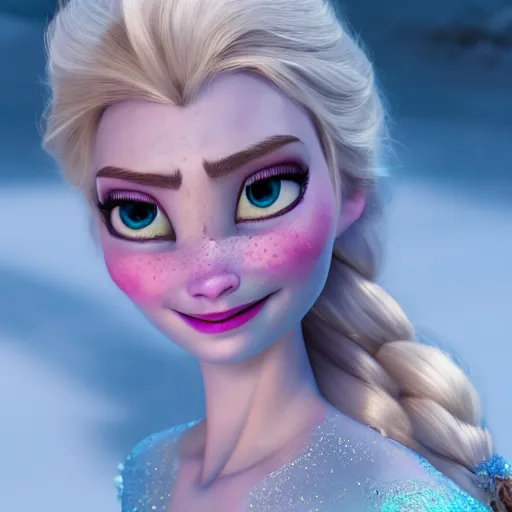 Image similar to elsa from frozen, hyper detailed, digital art, trending in artstation, cinematic lighting, studio quality, smooth render, unreal engine 5 rendered, octane rendered