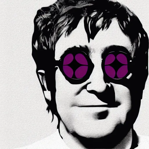 Prompt: elton john lennon, minimalist, 3 d render, pixelartb