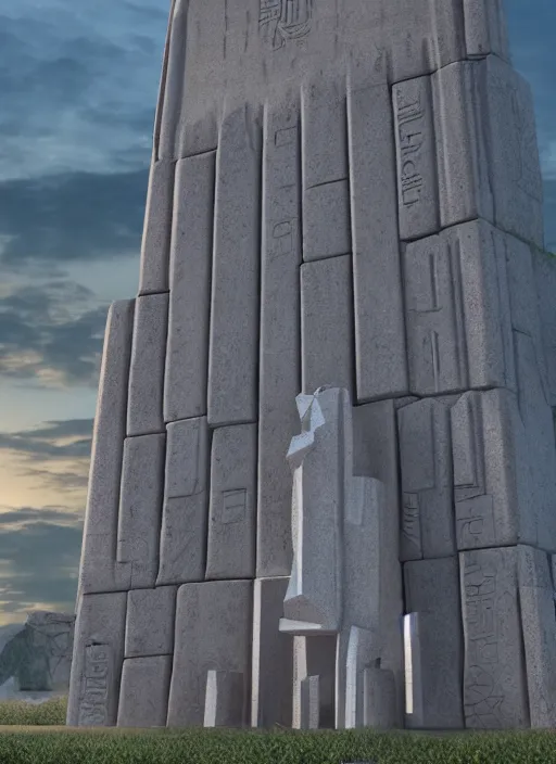 Prompt: highly detailed realistic architecture 3 d render of a futurisctic stele monument made from little atomiums standing near a highway, archdaily, made in unreal engine 4 octane render