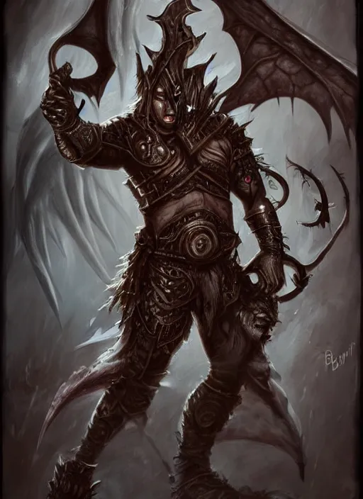 Prompt: a higly detailed airbrush full body shot portrait painting of a fantasy demonic character, fantasy portrait, pinterest, baldur's gate, dynamic lighting, ambient lighting, deviantart, dndbeyond, dnd character portrait