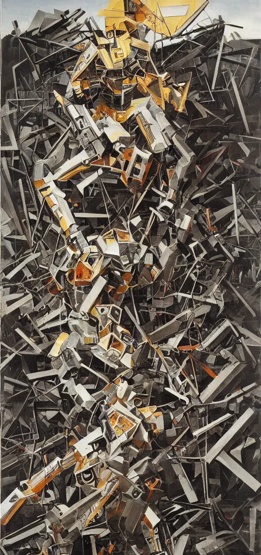 Image similar to a human falling into a big robot mouth, destruction, azimov