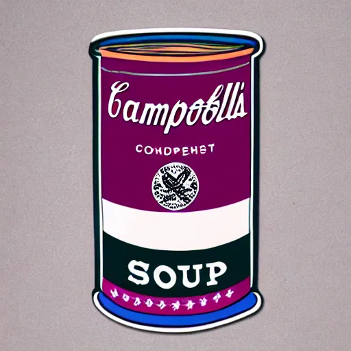 Prompt: cute campbell's soup by warhol sticker